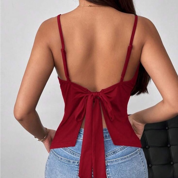 SHEIN Tops - SHEIN Red Backless Tie Top